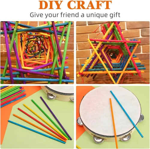 Miniatura 6 de Toyvian Juego de 50 palos de ritmo coloridos para niños, palos Lummi de madera a granel, juego de palos de música de 20 pulgadas, palos de percusión