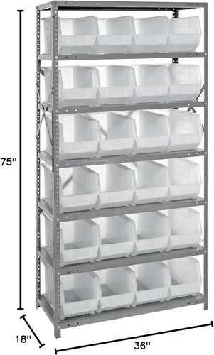 Miniatura 37 de Quantum QSBU-245BK Heavy Duty Shelving Unit with (7) Shelves and (24) QUS245 Black Bins for Garage Warehouse Storage Distribution 400 lb Load