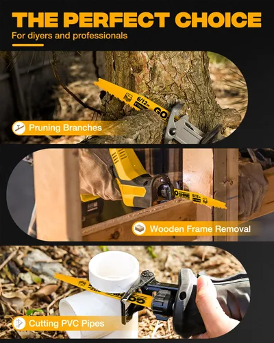 Miniatura 6 de Paquete de 10 hojas de sierra recíproca de demolición bimetálica 6/12 TPI de 6 pulgadas para madera con clavos, madera incrustada en clavos