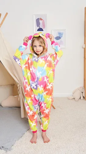 Miniatura 39 de Pijama de unicornio unisex para niños, enteritos para disfraz, Halloween