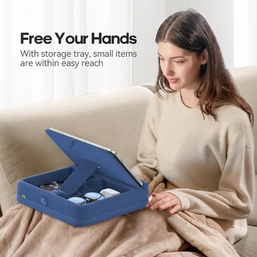 Miniatura 2 de KDD - Soporte de almohada para tableta con almacenamiento, soporte plegable para iPad para regazo, escritorio y cama, base de almohadilla suave