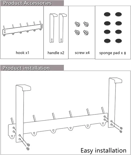 Miniatura 7 de DOKU Gancho sobre la puerta, soporte resistente para colgar sobre la puerta para abrigos, batas, sombreros, ropa y toallas, organizador de baño