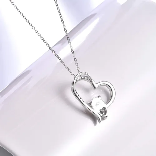 Miniatura 4 de YFN Collar de cerdo, regalo de joyería de plata de ley 925, lindo colgante de animal con corazón de circonita cúbica, collar para mujeres y niñas
