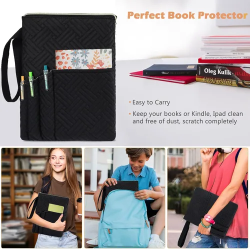 Miniatura 3 de Funda de libro APLUFINE con cremallera, protector de libro acolchado de 11"X9", fundas de libro acolchadas lavables para libros de tapa blanda