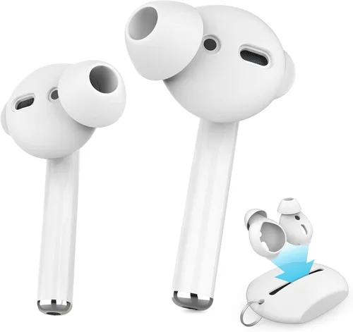 Miniatura 12 de AhaStyle 4 pares de almohadillas de silicona para auriculares AirPods compatibles con Apple AirPods (2 pares grandes y 2 pares pequeños, negro)