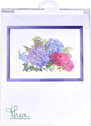 Miniatura 5 de Thea Gouverneur - Kit de punto de cruz contado - Hortensia y rosa - Aida - 16 unidades - Kit de bordado para adultos - Hilos de bordado DMC y otros