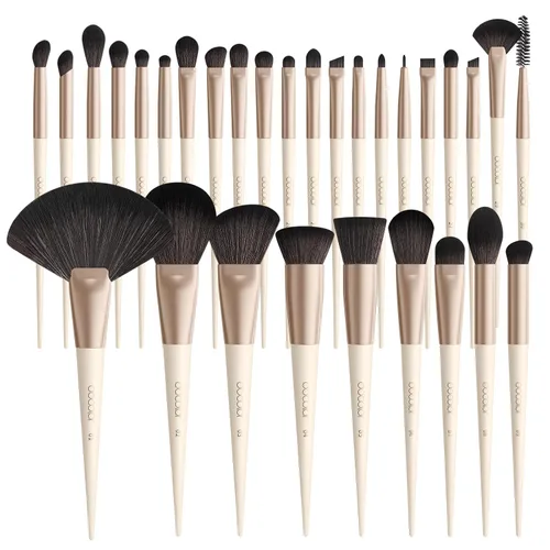docolor - Juego de 30 brochas de maquillaje profesionales Kabuki sintéticas de primera calidad, brocha de mezcla para base, polvo facial, rubor,