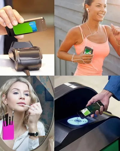 Miniatura 6 de Billetera de silicona para teléfono, soporte para tarjetas para la parte posterior de la funda del teléfono, cartera de identificación/tarjeta
