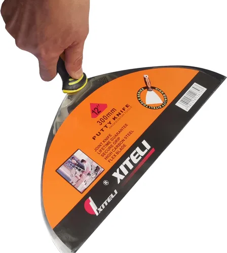 Miniatura 3 de Rascador de masilla grande de acero inoxidable de 12 pulgadas con mango ergonómico de plástico para pegar pintura, pared, piso, azulejos