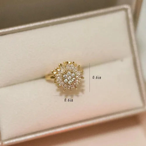 Miniatura 32 de Sunflower Ring Spinning Fidget Rings for Anxiety Open Adjustable Spinner Sun Ring Creative Relieving Stress Rotating Jewelry