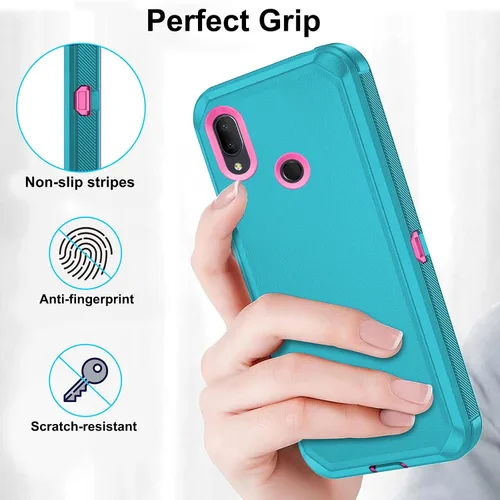 Miniatura 6 de Asuwish Funda de teléfono para Alcatel 3V 2019, híbrida, resistente, a prueba de golpes, dura, a prueba de caídas, cuerpo completo, resistente