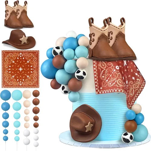 31 piezas de decoraciones de pastel de vaquero, sombrero de vaquero y bota, decoración de pastel de vaquero occidental, vaquera, cumpleaños, baby