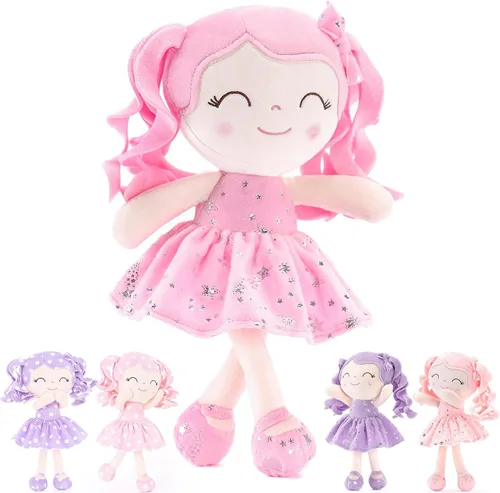 Miniatura 24 de Gloveleya Muñeca Baby Dolls Soft Rag Doll Baby Girl Regalos Curly Spring Girl - Naranja 9 pulgadas