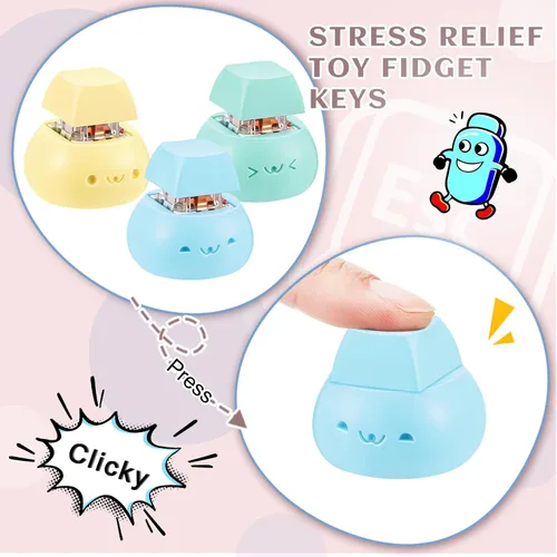 Miniatura 6 de Taiyin - Teclado de juguete con clic, llavero de juguete para la ansiedad, juguete de descompresión, botón de alivio del estrés, regalo para adultos