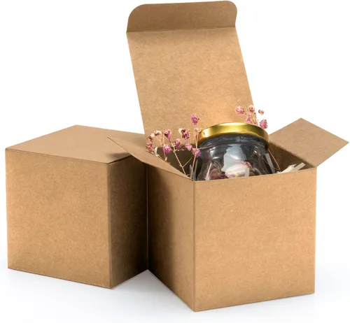 ValBox Cajas de regalo marrones de 3 x 3 x 3 pulgadas, 50 unidades, cajas de papel reciclado con tapas para regalos, manualidades, cajas de