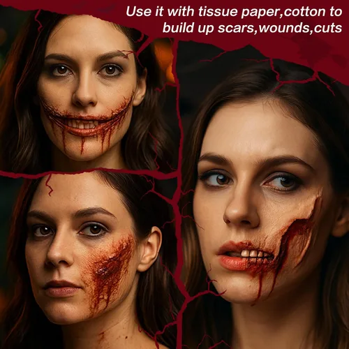 Miniatura 5 de Maquillaje SFX de látex líquido para Halloween (2 onzas líquidas) – Piel falsa y heridas para zombi, payaso, disfraz de vampiro, cosplay, cicatrices