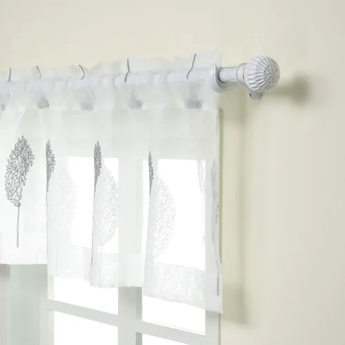 Miniatura 3 de VOGOL Juego de cortinas transparentes bordadas y cenefas para sala de estar, con bolsillo para barra blanca, par de cortinas traslúcidas