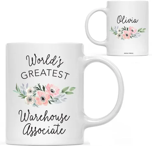 Miniatura 37 de Andaz Press Taza de café personalizada de 11 onzas, taza ejecutiva de relaciones públicas más grande del mundo, flor de anémona rosa, 1 paquete