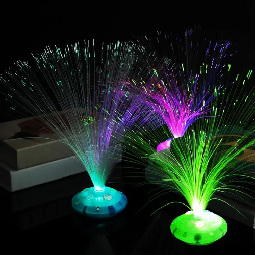Miniatura 4 de Retisee 24 lámparas de fibra óptica, multicolores para centros de mesa, luces ópticas alimentadas con base de cono, cristales iluminados