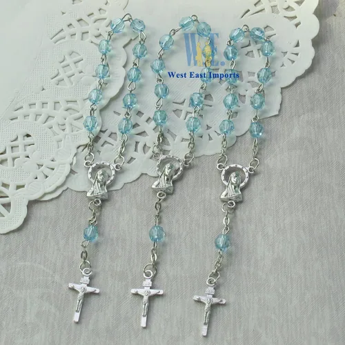 Miniatura 6 de Acrílico Mini Rosario Favor para Niño Azul (24 PCS) - Bautismo Comunión Recuerditos De Bautismo Bautizo, Decenarios