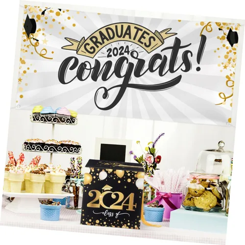 Miniatura 8 de Unomor Caja de tarjetas de graduación 2024 Felicidades para fiesta de graduación, suministros para fiesta de graduación 2024, suministros