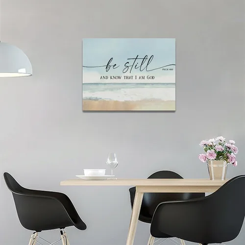 Miniatura 3 de Arte de pared cristiano grande con texto en inglés «Be Still and Know That I Am Gods» («Be Still and Know That I Am Gods») para decoración de pared