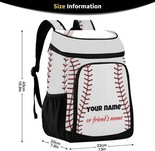 Miniatura 2 de Mochila deportiva de béisbol a rayas a prueba de fugas, gran capacidad, aislada, bolsa de almuerzo para trabajo/senderismo, campamento/playa/pesca