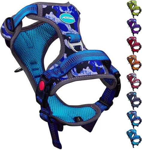 Miniatura 10 de ThinkPet Arnés deportivo transpirable, antitirones para perro, con asa, arnés reflectante y ajustable para perros medianos o grandes, clip trasero
