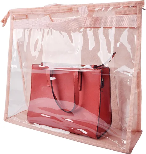 Miniatura 10 de Vercord Bolso de PVC transparente sin polvo, a prueba de humedad, organizador de bolsa de almacenamiento con asa y cremallera, ahorra espacio