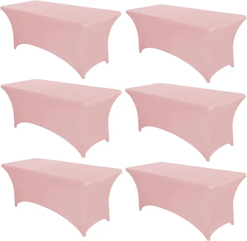 Miniatura 56 de PTC21B - Juego de 6 manteles elásticos de 6 pies, color negro, rectangular, ajustable, lavable, de elastano, para fiestas, bodas, cócteles