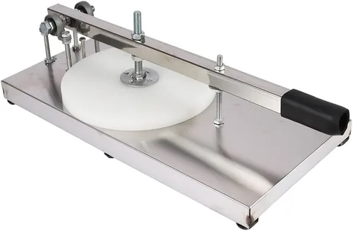 Miniatura 3 de Máquina de prensa de masa de pizza de 9.5 pulgadas, prensa de pizza doméstica de acero inoxidable con placa portátil para masas comerciales Chapati