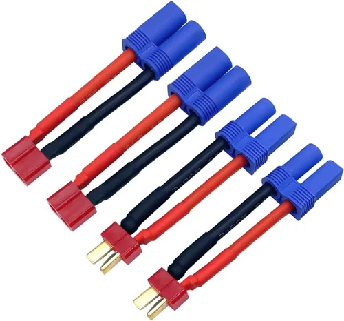 Miniatura 2 de Yowoo - 2 pares de enchufe en T a EC5 macho hembra adaptador de conector RC con 12awg 1.96 pulgadas cable para RC FPV vehículo Power Wire Lipo