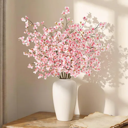Miniatura 15 de Uieke 8 flores artificiales de cerezo, ramas de flor de cerezo de seda, arreglo de flores de ciruelo falsas para bricolaje, hogar, boda, árbol, 8