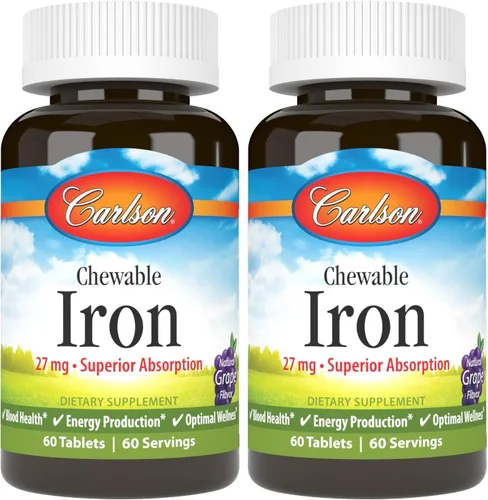 Miniatura 9 de Carlson Hierro masticable 27 mg, uva, salud de la sangre, 30 tabletas