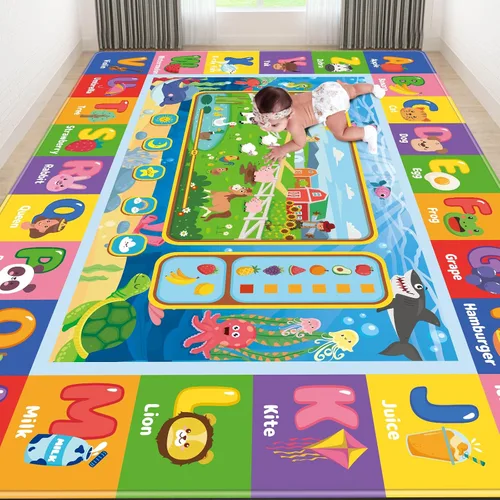 Miniatura 9 de Tapete de juego para el suelo, tapete de juego para niños, tapete educativo para el tiempo boca abajo, tapete de juego ABC suave para niños