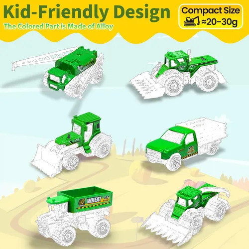 Miniatura 6 de Oriate Juego de 6 juguetes de coche de granja de fundición a presión para niños, cosechadora, transportador, camión, rociador, juguetes de granja
