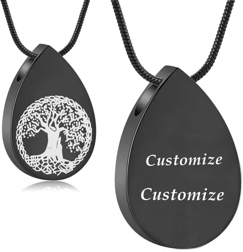 Miniatura 20 de Hearbeingt Collares de urna de lágrima para cenizas, medallón conmemorativo de cenizas del árbol de la vida, joyería de cremación, colgante