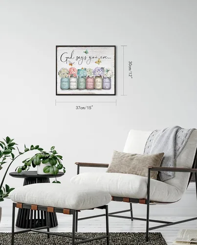 Miniatura 2 de Dios Dice Que Eres Arte de Pared: Arte de Pared con Versículo Bíblico Cristiano Inspiracional, Escritura Religiosa, Regalos de Aliento para Mujeres