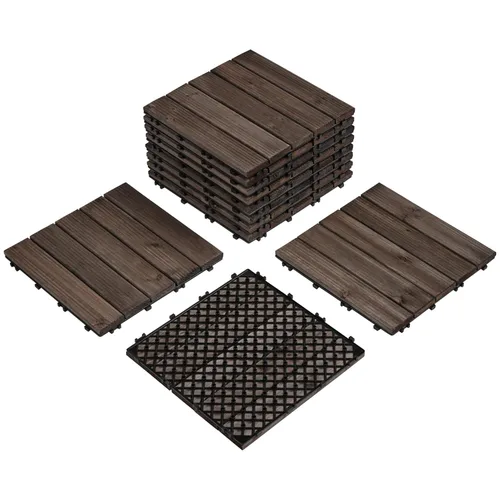 Miniatura 16 de Yaheetech 55 azulejos de terraza de patio entrelazados de madera compuesta de madera para cubierta de pisos de madera de 12 x 12 pulgadas, madera