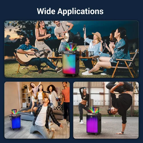 Miniatura 6 de Máquina de karaoke inalámbrica para adultos, sistema PA TONOR portátil con Bluetooth, altavoz para cantar con dos micrófonos inalámbricos, bola
