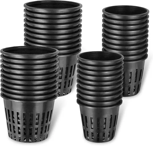 Paquete de 40 macetas de red de 3 pulgadas y 2 pulgadas, macetas de plástico ligeras de red económicas para hidroponía, cultivo en interiores o