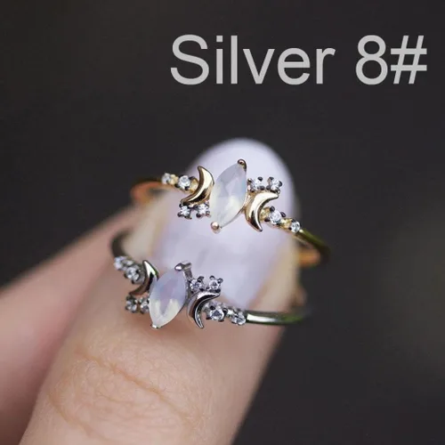 Miniatura 4 de Alianza de boda Balakie Chic para mujer, diseño de luna, blanco y ópalo