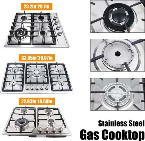 Miniatura 4 de Placa de cocina de gas de acero inoxidable integrada, estufa de gas propano con protección de termopar para apartamentos interiores