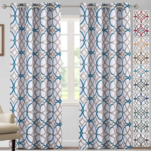 Miniatura 34 de H.VERSAILTEX Cortinas opacas con diseño impreso de 54 pulgadas de largo, juego de 2 paneles de cortinas con aislamiento térmico para dormitorio