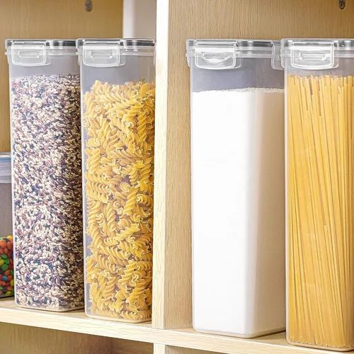 Miniatura 7 de Vtopmart Contenedores herméticos para almacenamiento de alimentos con tapas, 4 recipientes de pasta de 2.8 L para organización y almacenamiento