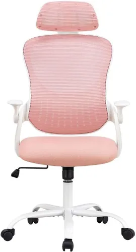 Miniatura 9 de Silla de oficina, sillones de escritorio ergonómicos con soporte lumbar ajustable y reposabrazos abatibles, silla de trabajo de malla con respaldo
