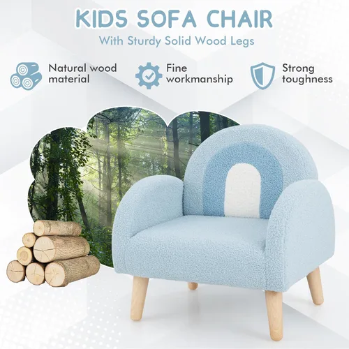 Miniatura 8 de INFANS Sofá para Niños, Sillón para Niños Pequeños con Marco de Madera Maciza Diseño Anti-Volcado Tela de Felpa, Silla Tapizada para Niños