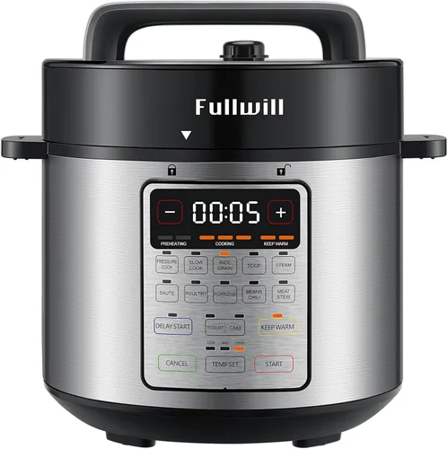 Miniatura 11 de Fullwill Olla a presión eléctrica 7 en 1 Lite de 3 cuartos de galón, olla de cocción lenta, olla arrocera, vaporera, salteado, calentador, olla