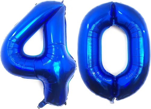 Miniatura 25 de Globos gigantes de 40 pulgadas, color azul marino, gigantes, gigantes, gigantes, enormes de aluminio de 12 o 21, globos digitales de número de Azul