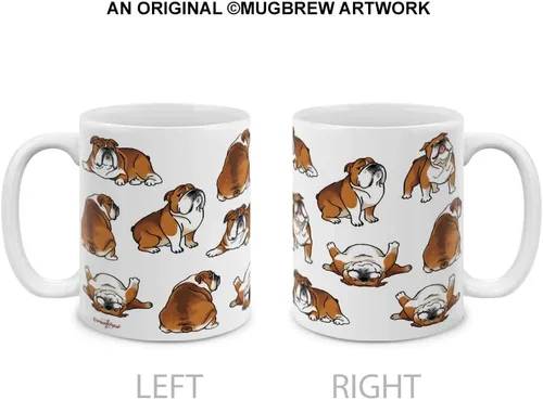 Miniatura 2 de MUGBREW English Bulldog - Taza de café de cerámica con posturas divertidas y juguetonas, 11 onzas Bulldog Inglés Posturas divertidas y juguetonas